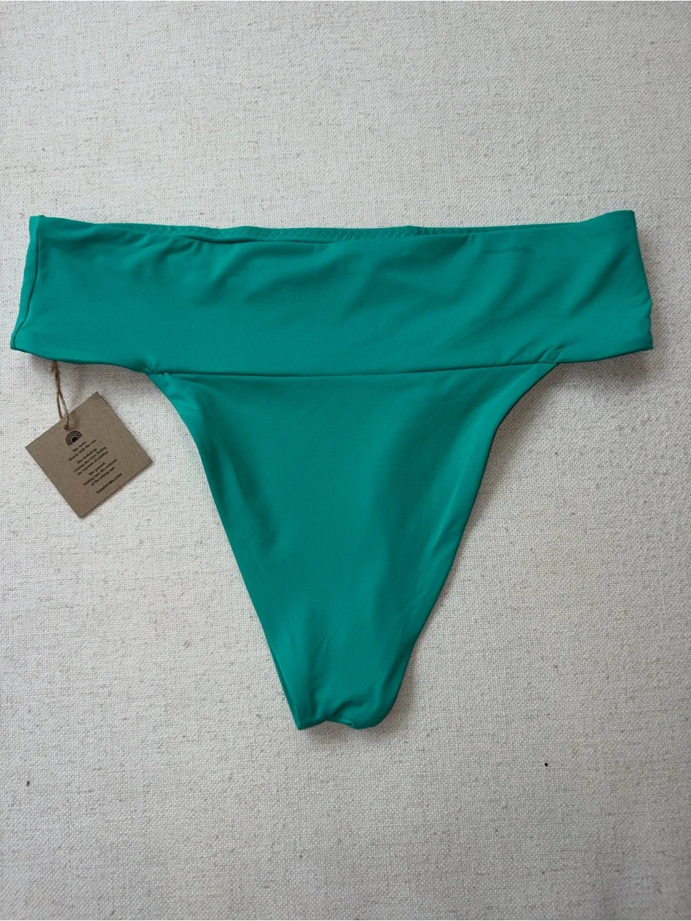 Toast Swim Teal Fold-Over Bikini Bottom